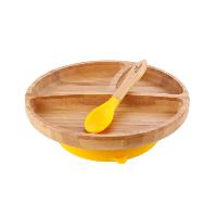 Assiette compartimentée à ventouse + cuillère - bambou - Taille 2 - jaune AVANCHY