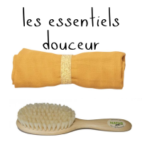  LISTE de Aude et Pascal - Set "les essentiels douceur" : Brosse naturelle + lange bio 